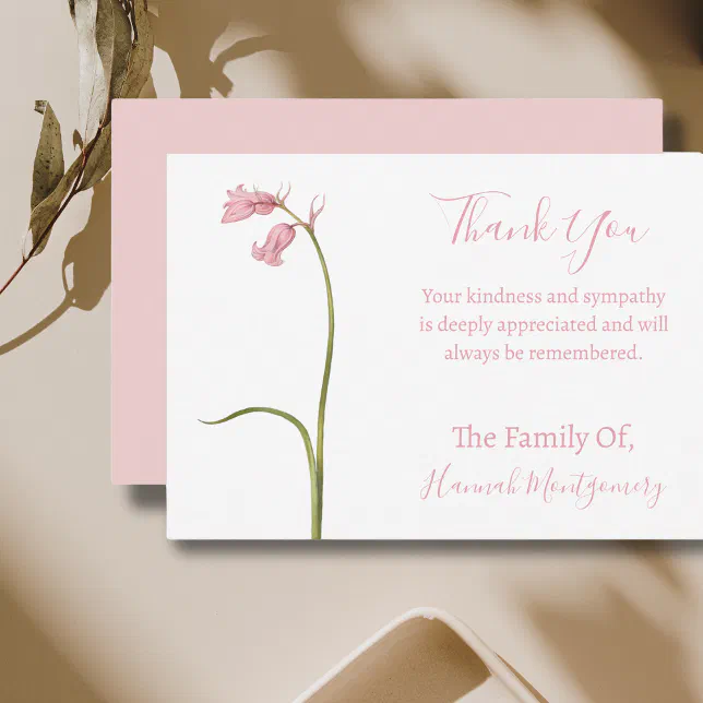 Vintage Pink Floral Sympathy Thank You Cards | Zazzle