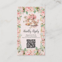 Vintage Pink Floral Tea Party RSVP Response QR
