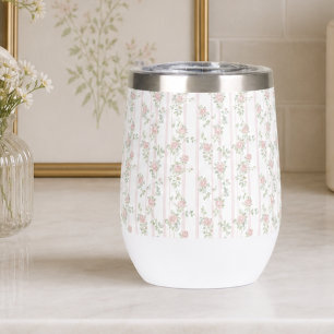 Vintage Pink Floral Thermal Wine Tumbler