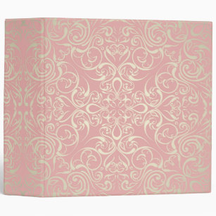 Vintage,pink,floral,victorian,gold,elegant,pattern 3 Ring Binder