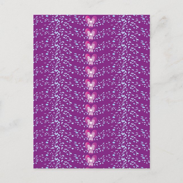 Vintage Pink Floral Violets wallpaper pattern Postcard (Front)