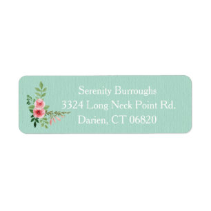 Vintage Pink Floral Watercolor Roses Flower Mint Label