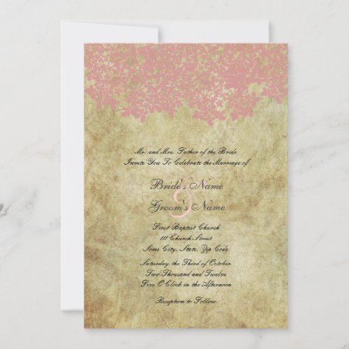 Vintage Pink Floral Wedding Invitations