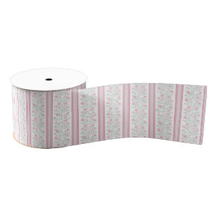 Vintage Pink Floral Wildflowers Coquette Grosgrain Ribbon