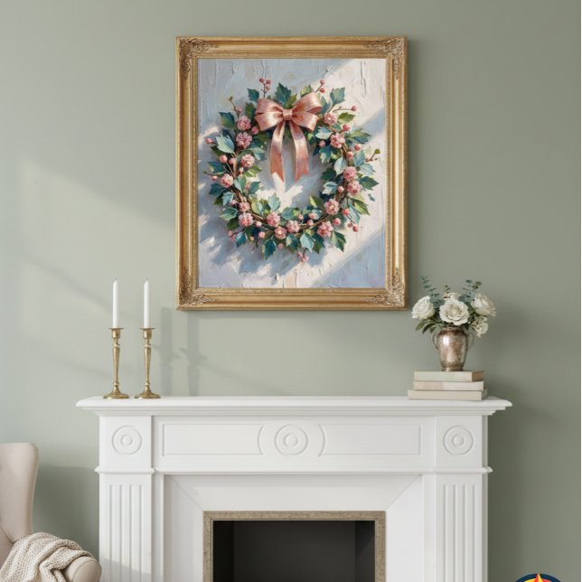 Vintage Pink Floral Wreath  Acrylic Print (Creator Uploaded)