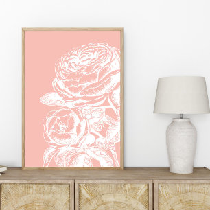Vintage Pink Flower Art Pretty Botanical Poster
