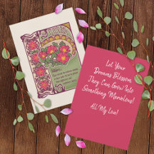 Vintage Pink Flower Encouragement and Dreams Card