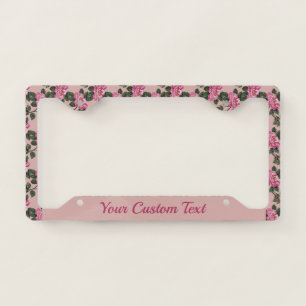 Vintage Pink Flower Floral Pattern Custom License Plate Frame