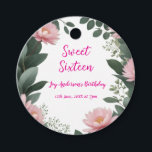 vintage pink flower green eucalyptus 16th birthday favor tags<br><div class="desc">Design</div>