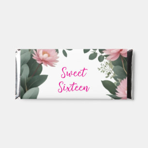 vintage pink flower green eucalyptus 16th birthday hershey bar favors