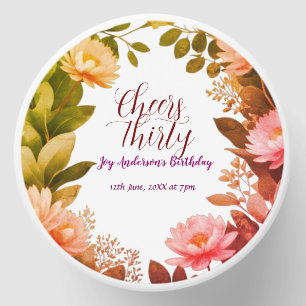 vintage pink flower green eucalyptus 30th birthday mini candle favors