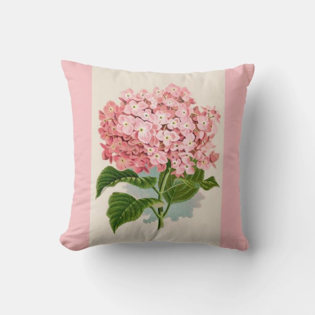 Vintage Pink Flower Reversible Pillow (Front)