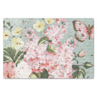 Vintage Pink Flowers and Butterfly Decoupage Tissue Paper