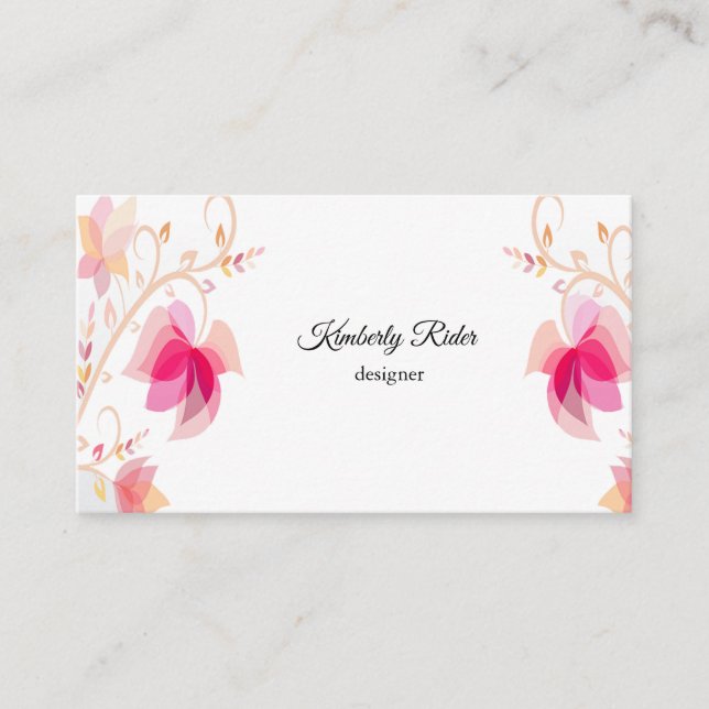 Vintage Pink Flowers Business Card (Front)