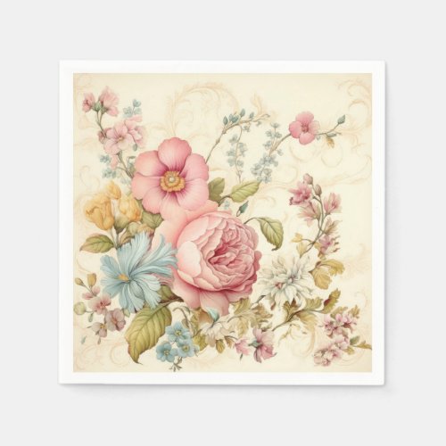 Vintage Pink Flowers Napkins