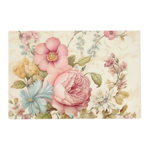 Vintage Pink Flowers Placemat