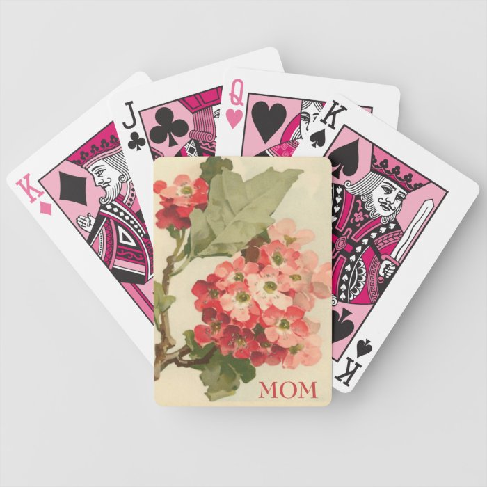 Vintage Pink Flowers Playing Cards
