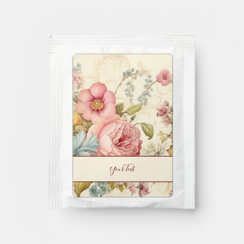 Vintage Pink Flowers Tea Bag Drink Mix