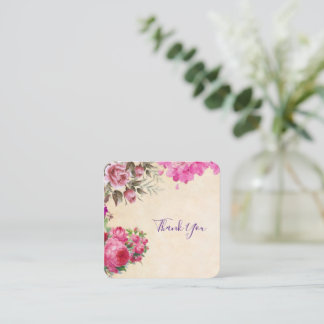 Vintage Pink Flowers Thank you Card