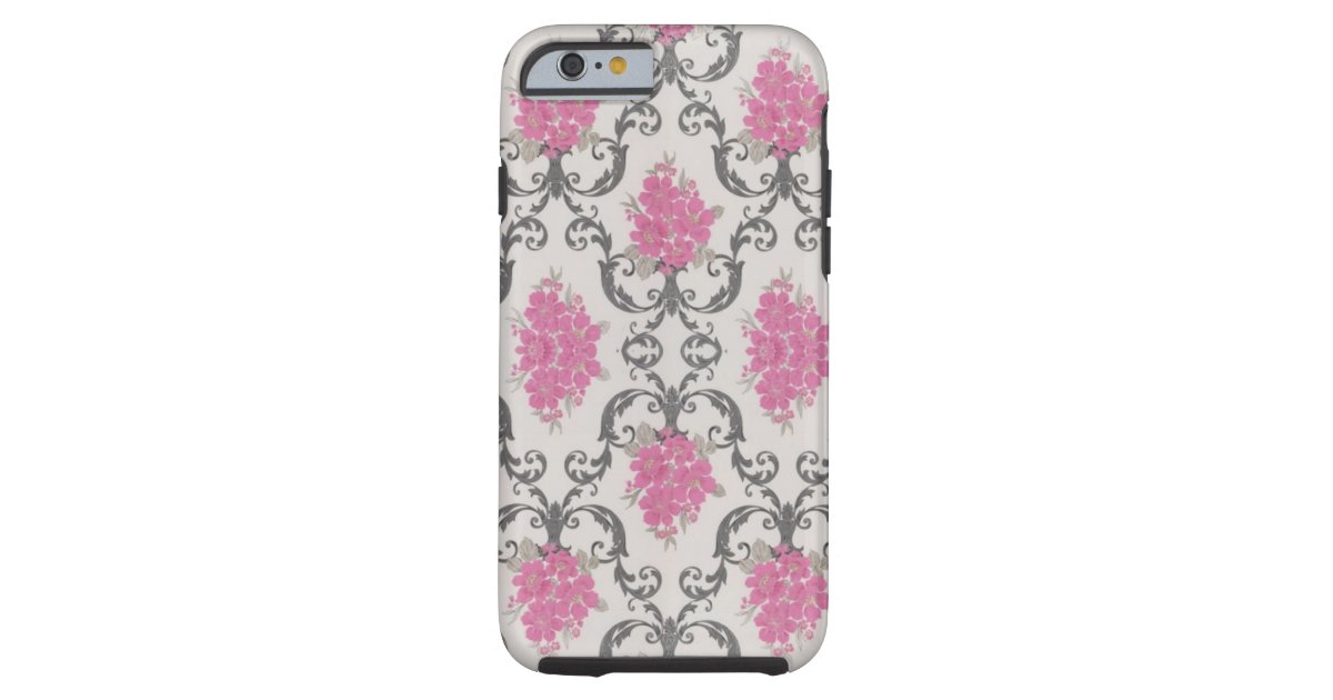 Vintage Pink Flowers Wallpaper Iphone 6 Case Zazzle Com