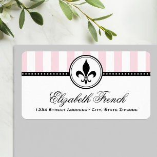 Vintage Pink French Fleur De Lis Address Label