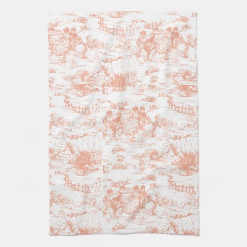 Vintage Pink French Toile Kitchen Towel