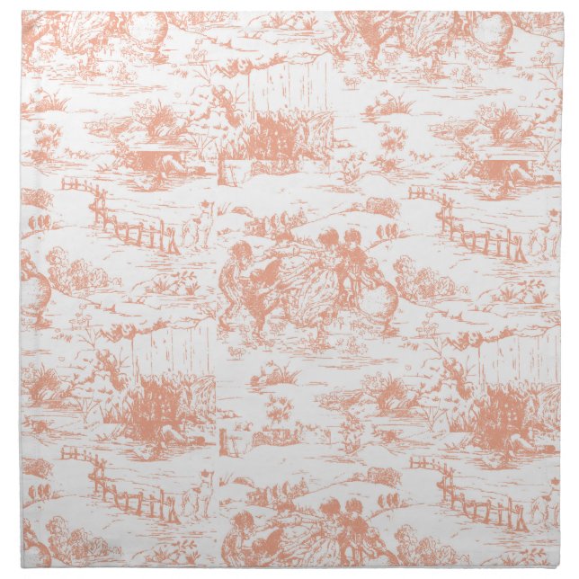 Vintage Pink French Toile Napkins (Front)