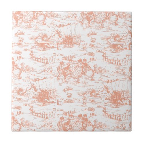 Vintage Pink French Toile Tile