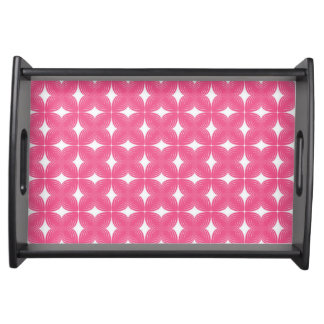 Vintage Pink Geometric Floral Pattern Serving Tray