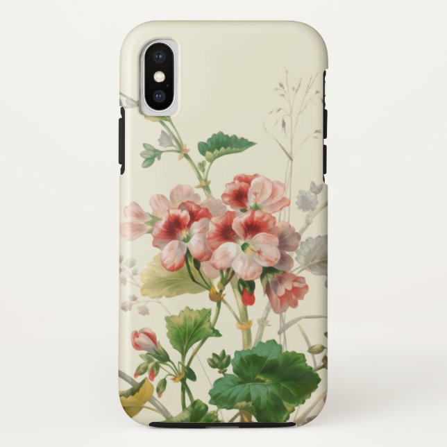 Vintage Pink Geraniums Case-Mate iPhone Case (Back)