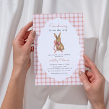 Vintage Pink Gingham Bunny Girl Baby Shower