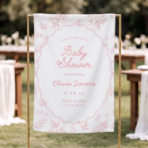 Vintage Pink Girl Baby Shower Fabric Welcome Sign