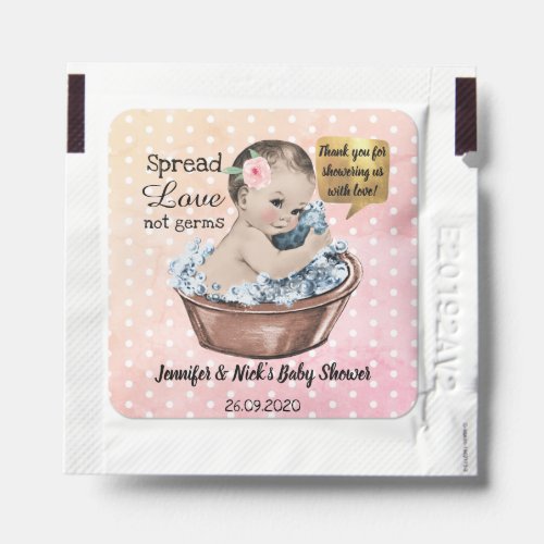 Vintage Pink Girl Baby Shower Favors Personalise Hand Sanitizer Packet
