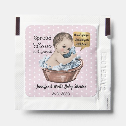 Vintage Pink Girl Baby Shower Favors Personalise Hand Sanitizer Packet