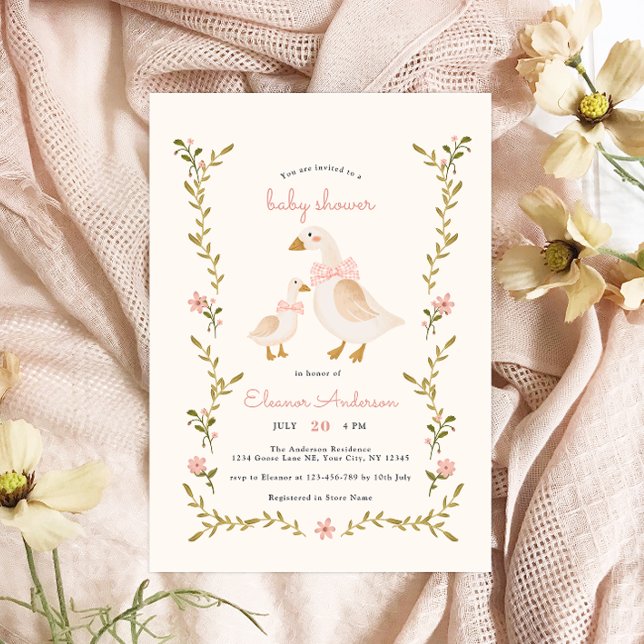 Vintage Pink Girl Baby Shower Invitation (Creator Uploaded)