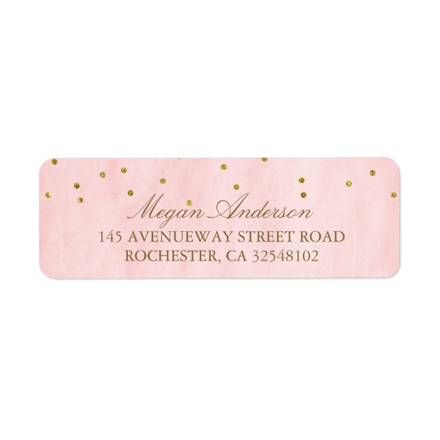 Vintage Pink Gold Confetti Wedding Label