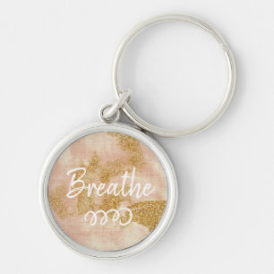 *~* Vintage Pink Gold Glitter Golden Distressed Keychain