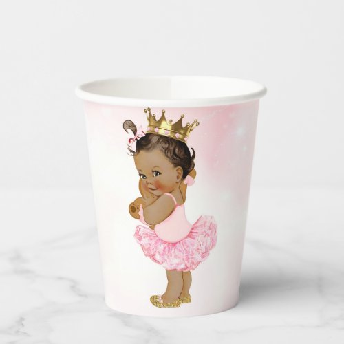 Vintage Pink Gold Tan Princess Baby Shower Paper C Paper Cups