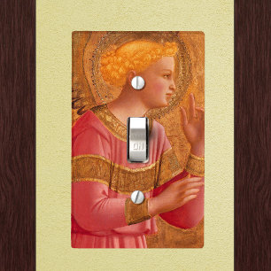 Vintage Pink Golden Christian Angel Light Switch Cover