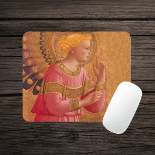 Vintage Pink Golden Christian Angel Mouse Pad