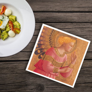 Vintage Pink Golden Christian Angel Napkins