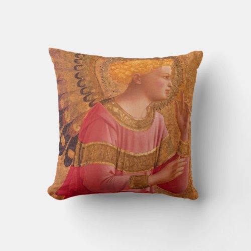 Vintage Pink Golden Christian Angel Throw Pillow