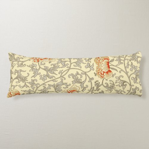 Vintage Pink Gray Artwork Botanical Floral Body Pillow