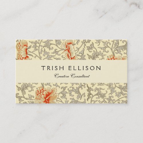 Vintage Pink Gray Artwork Botanical Floral Business Card