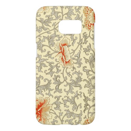 Vintage Pink Gray Artwork Botanical Floral Samsung Galaxy S7 Case