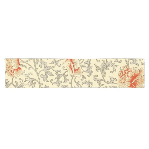 Vintage Pink Gray Artwork Botanical Floral Short Table Runner