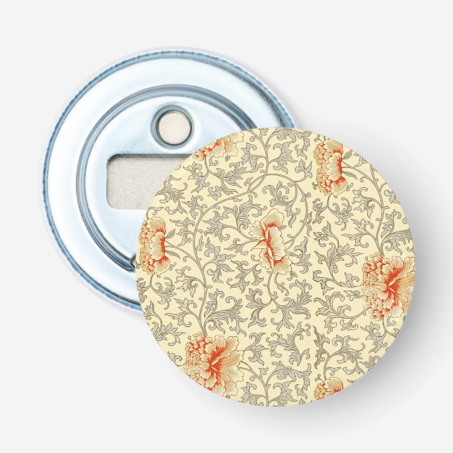 Vintage Pink Gray Botanical Floral Bottle Opener (Front)