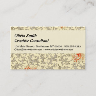 Vintage Pink Gray Botanical Floral Business Card