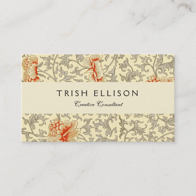 Vintage Pink Gray Botanical Floral Business Card (Front)