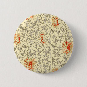 Vintage Pink Gray Botanical Floral Button